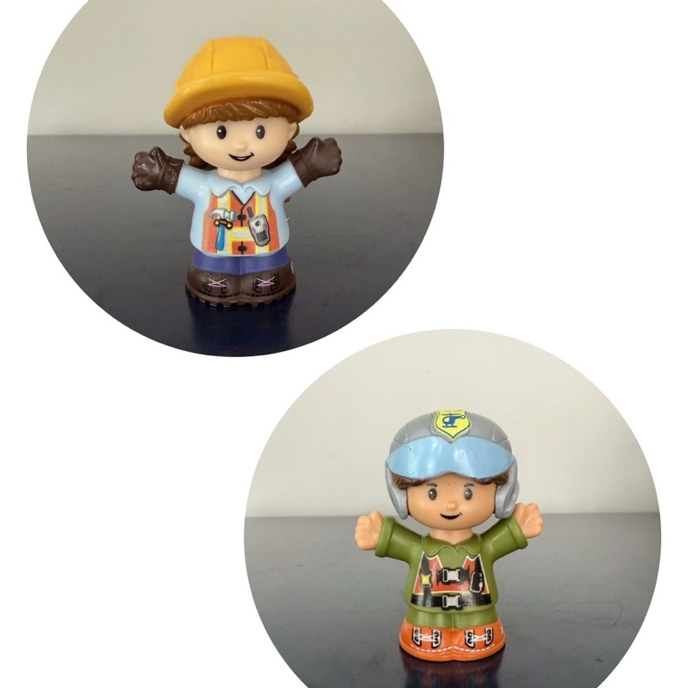 Lot of 2 Fisher Price Little People Toy Figures - Construction Worker and Pilot
